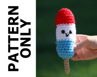 Crochet Rocket Pop-Popsicle Pattern-Crochet Popsicle-Crochet-Amigurumi Food-4th of July-Stuffed Animal-Food-Crochet Food-Pretend Food