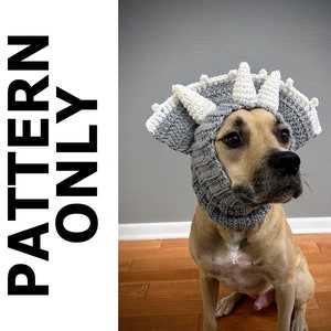 Triceratops Dog Snood Cowl Pattern-Dog Snood-Dog Snood Crochet Pattern-Snood Crochet Pattern-Triceratops Snood-Dog Costume-Crochet Pattern