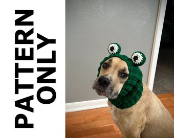 Crochet Pattern #086 - Frog Snood, Dog Ear Warmer, Dog Hood - Pdf