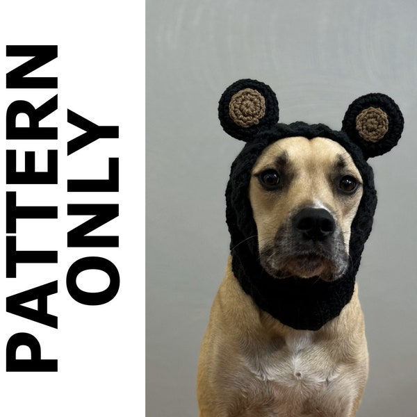 Black Bear Dog Snood Cowl Pattern-Dog Snood-Dog Snood Crochet Pattern-Snood Crochet Pattern-Bear Snood-Dog Costume-Crochet Pattern-Bear