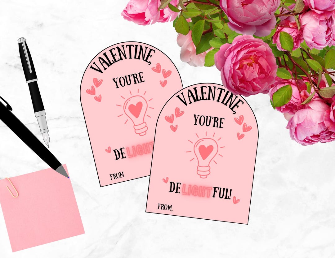 Printable Valentine Card - Lightbulb - Etsy