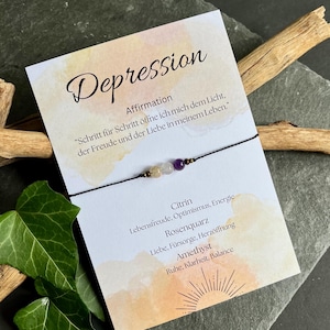 Heilstein Armband gegen Depression – Rosenquarz, Amethyst, Rauchquarz für innere Stärke,Hoffnung seelische Balance,Edelsteinarmband Makramee