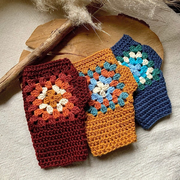 gehäkelte fingerlose Handschuhe, gehäkelte Handschuhe, Fäustlinge, Handschuhe,Granny squares Handschuhe, fingerlose Fäustlinge aus Baumwolle