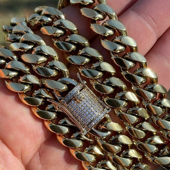 Moissanite Cuban Link CHOKER Chain Gold 