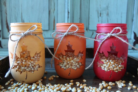 Fall Mason Jars Harvest Mason Jar Thanksgiving Mason Jar Etsy