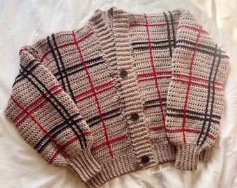 Tartan Plaid Crochet Cardigan (customizable)