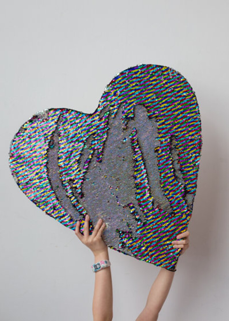 Huge 24 Flip Sequin Reversible Heart Shaped Art Frame For Kids Rainbow Connection