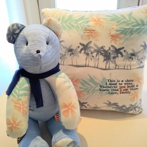 Set of memory bear and memory pillow
