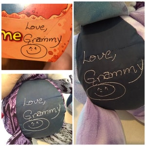 Memory Bear, Babykleertjes Bear, Keepsake, geheugenkussen, beer gemaakt van kleding, geborduurde handtekening