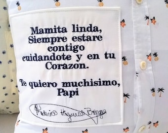 Almohada de memoria, cojín de memoria, recuerdo, almohada personalizada, almohada personalizada con firma bordada