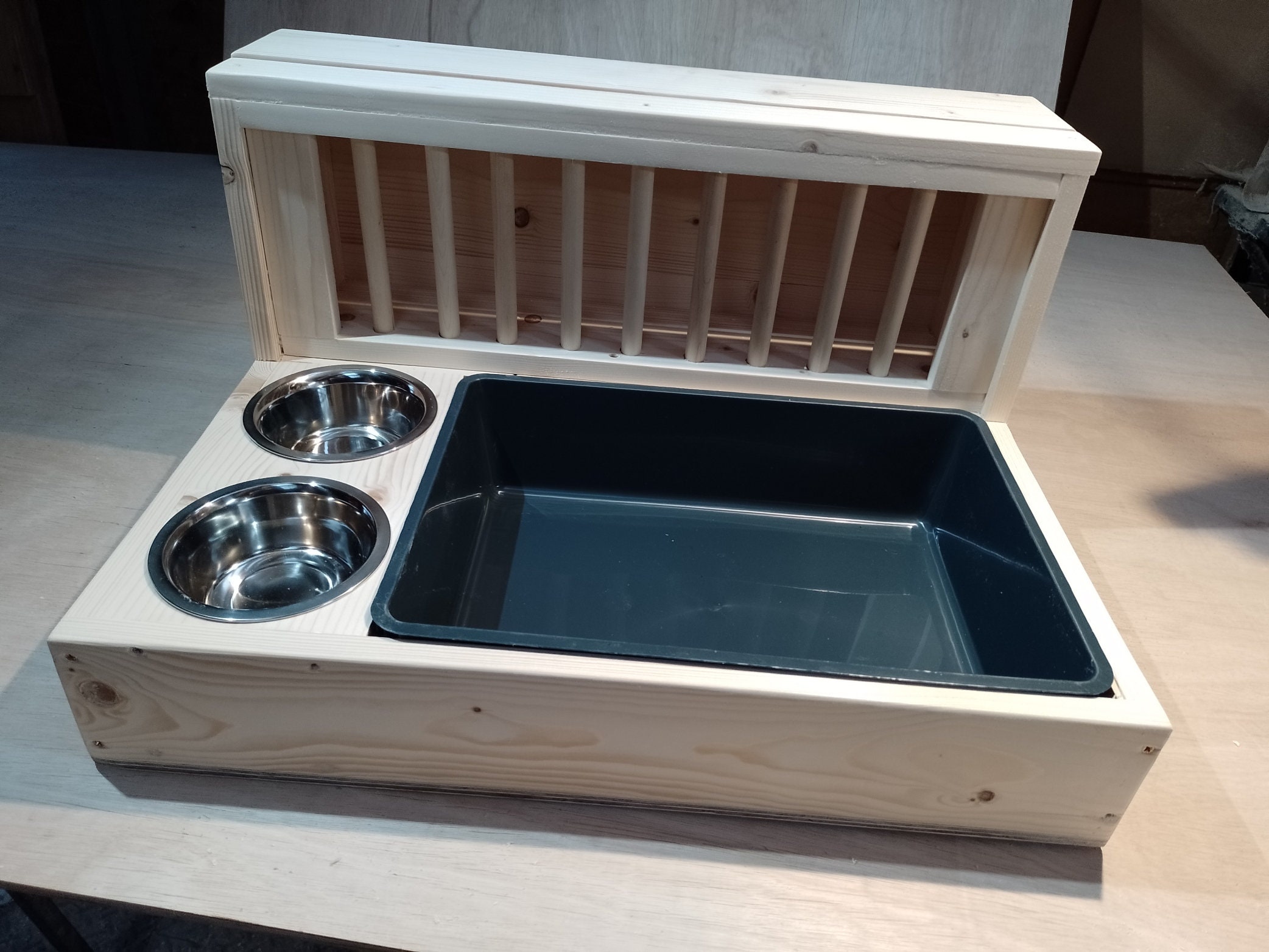Luqeeg Houten Hooivoederbak voor Konijnen, 3-in-1 Hooivoerbak voor