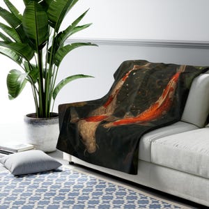 Koi Fish Blanket – Zen Sherpa Throw, Japanese Pond Decor, Peaceful Fleece Gift, Soft Animal Art Blanket, Tranquil Nature Vibe