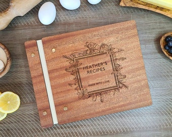 Personalized Wooden Recipe Book with Customized Name - Grandma's Kitchen Memories - Mother's Day Gift Idea | Gift for mom or grandmother