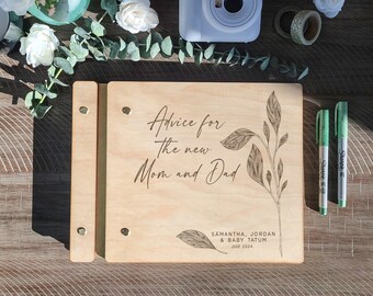 Advice For The New Mom & Dad - Custom Baby Shower Guest Book - Personalized Photo Album Scrapbook - Boho Baby Girl Boy Shower Guest Sign In