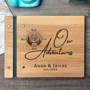 Our Adventures Engraved and Personalized Custom Wooden Adventure Book - Adventure Journal / album Custom Wedding 5th anniversary