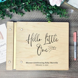 Hello Little One Custom Baby Shower Guest Book - Personalized Baby Girl Memory Book - Baby Boy Photo Album - Advice For The New Parents Book