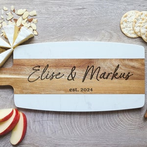 Wedding Gift For Couple - Custom Acacia Cutting Board - Personalized Engraved Couples Last Name - New Home Housewarming Gift From Realtor