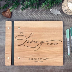 Personalized Memorial Guest Book: Wooden In Loving Memory Condolences Book