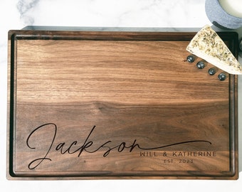 Custom Engraved Cutting Board, Personalized Family Name Cutting Board. Custom board, Wedding Gift, Anniversary, Housewarming Gift for couple