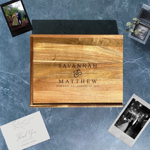 Wedding Memory Box, Custom Keepsake Box, Acacia Wood Memory Box,   Gift for Couples, Wedding Keepsake Storage Box, Custom Gift Box