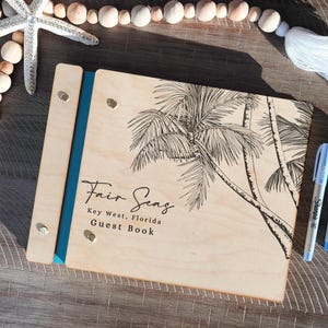 Beach House Custom Guest Book, Tropical Vacation Rental Sign-in Book, Engraved Guestbook, Coastal Airbnb Guest Journal, Ocean House Logbook
