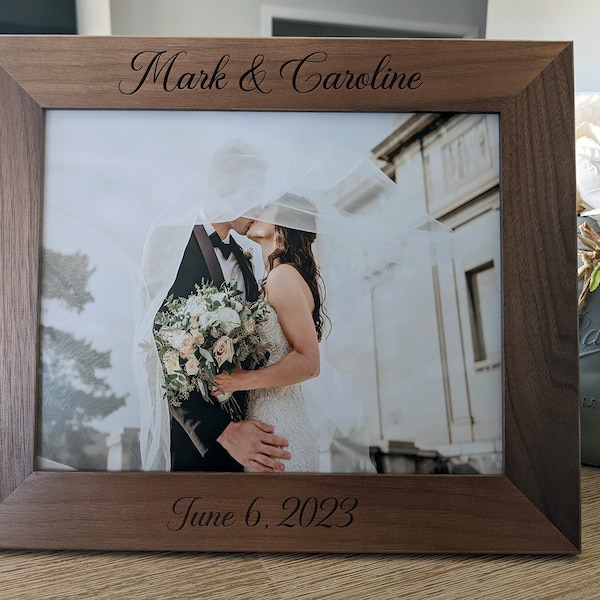Custom Personalized Photo Frame, Custom Engraved Wood Picture Frame,  Custom Wedding Frame, Newlywed Gift, Custom Baby Gift