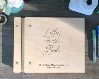 Letters To The Bride - Custom Bridal Shower Guestbook - Personalized Couple Engagement Party Guest Book - Engraved Gift For Bride To Be