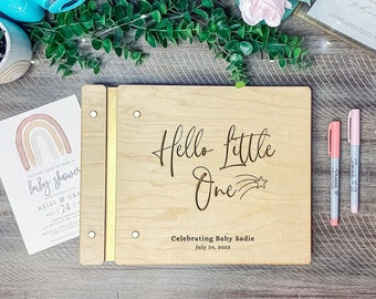 Hello Little One Custom Baby Shower Guest Book - Personalized Baby Girl Memory Book - Baby Boy Photo Album - Advice For The New Parents Book