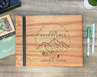 Custom Our Adventure Book. Adventure Album - Anniversary Gift Engraved Personalized Custom  Adventure Notebook.  Adventure Travel Journal