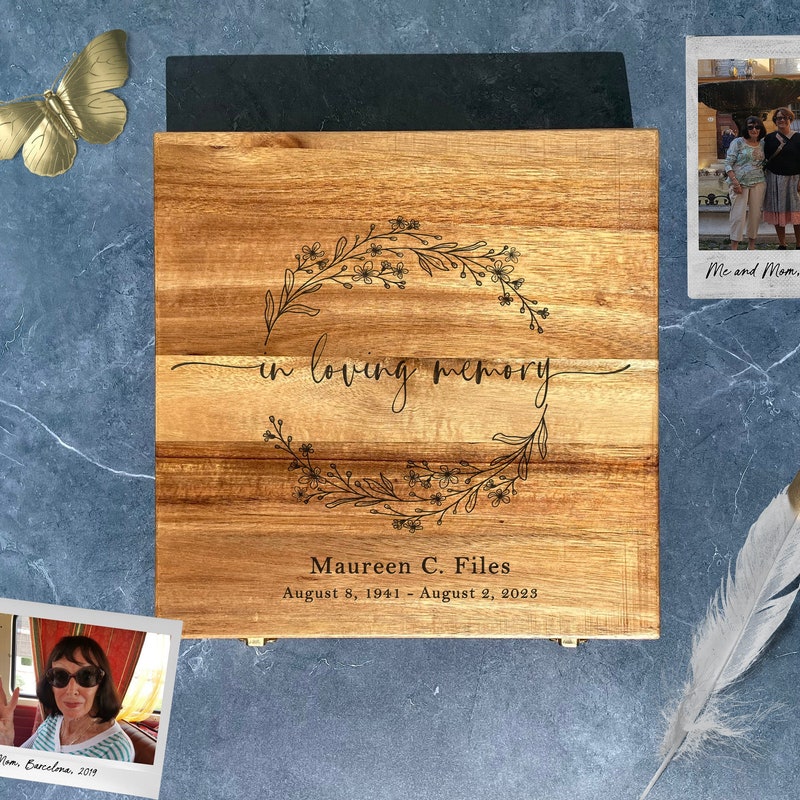 Personalised Cremation Urn / Casket, Pine Wood Keepsake Box For Human Ashes