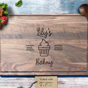 Custom Cutting Board for Bakery, Personalized Bakery Board, Engraved Cutting Board Gift for Baker or New Cook