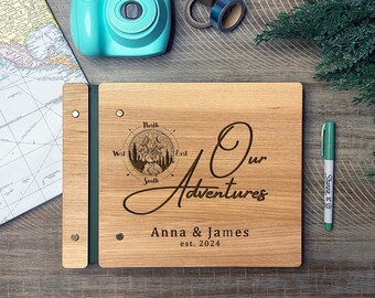 Our Adventures Engraved and Personalized Custom Wooden Adventure Book - Adventure Journal / album Custom Wedding 5th anniversary