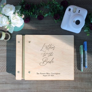 Letters To The Bride - Custom Bridal Shower Guestbook - Personalized Couple Engagement Party Guest Book - Engraved Gift For Bride To Be