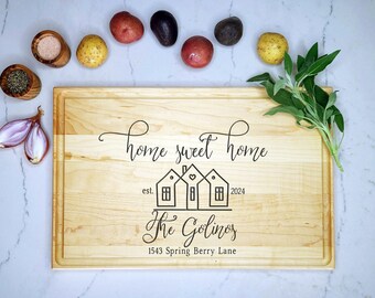 Realtor Closing Gift, First Home Gift, Housewarming Gift. Custom Cutting Board, Home Sweet Home, Personalized Cutting Board,