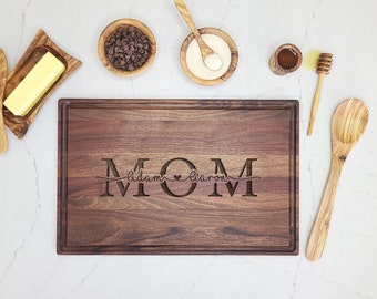 Custom Engraved Cutting Board For Mom, Personalized with Children Names, Personalized Gift for Mom, Custom Gift for Mom, Mom Birthday Gift