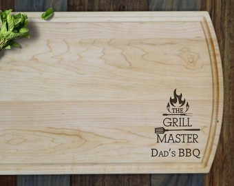 Custom Engraved Cutting Board BBQ Grill Master. Personalized Gift for Dad. BBQ Cutting Board Chopping board Serving Board for Grill Master