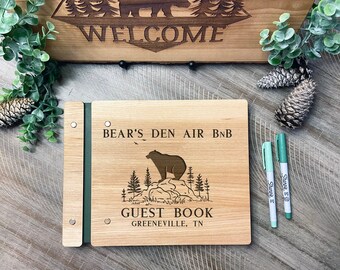 Custom Guest Book for Vacation House- Lodge, Cabin, Mountain home. Guest Comment Book. Bear Themed Personalized Guestbook