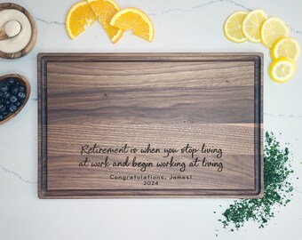 Custom Retirement Gift. Personalized Cutting Board For Retirement. Retirement Gift for Him. Retirement Gift for Her. Cutting Board Retiree