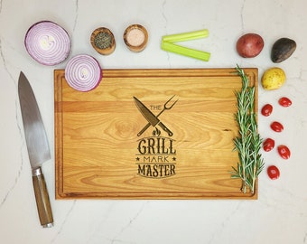 Grill Master Custom Engraved Cutting Board For Dad / Grandfather. BBQ Gift. Grilling Gift for Grill Master. Father's Day Gift.