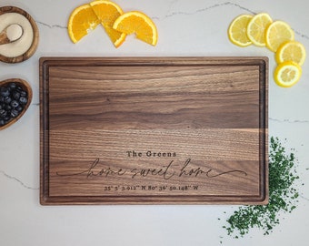 Realtor Closing Gift. Custom Home Sweet Home with GPS Coordinates Cutting board. New Home Gift. Real Estate Closing Gift. Housewarming Gift