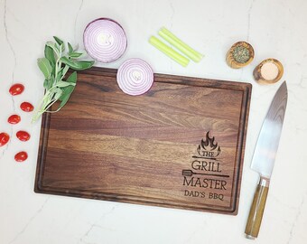 Custom Engraved Cutting Board BBQ Grill Master. Personalized Gift for Dad. BBQ Cutting Board Chopping board Serving Board for Grill Master