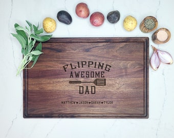 Custom Gift for Dad. Custom Engraved Cutting Board For Dad, Father's Day Gift, Personalized with Children Names, Personalized Gift for Dad