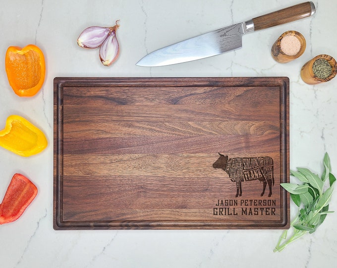 Custom Engraved Cutting Board For Dad  or Grandfather. Butcher Grill Master. Grilling Gift for Grill Master. Father's Day Gift, Gift for Dad