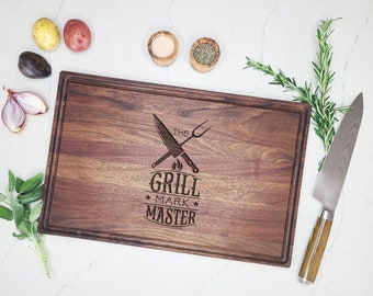 Father's Day Gift. Grill Master Custom Engraved Cutting Board For Dad / Grandfather. BBQ Gift. Grilling Gift for Grill Master.