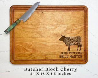 Custom Engraved Butcher Block For Dad  or Grandfather. Butcher Grill Master. Grilling Gift for Grill Master. Father's Day Gift, Gift for Dad