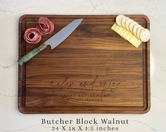 Custom Retirement Gift - Personalized Chopping Board 18x24 inches. Butcher Block, Retirement Gift for Him, Gift for Her Party Grazing board