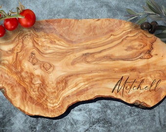 Custom Cutting Board, Custom Olive Wood Cutting Board. Personalized Rustic Olive Wood Cheese Board. Charcuterie Board. Rustic Cutting Board