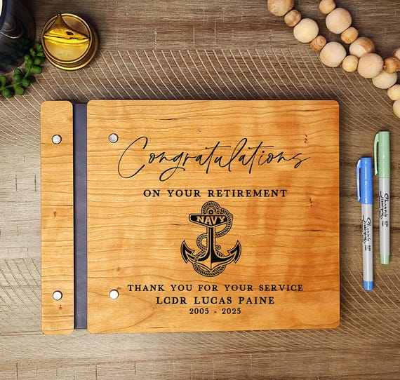 Military Retirement Guest Book - Custom Retirement Gift for Army, Air Force, Navy, Marine Retiree - Congratulations Retirement Book