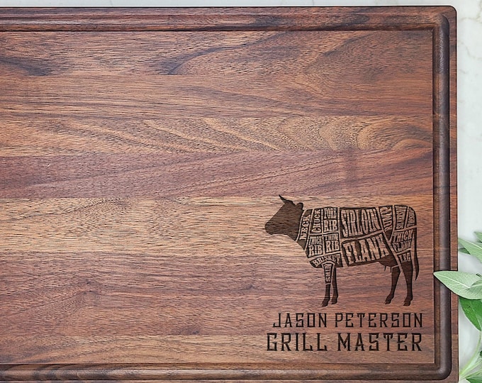 Butcher Grill Master board. Custom Engraved Cutting Board For Dad  or Grandfather. Grilling Present. Father's Day Gift