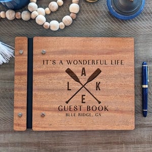 Lake House Guest Book - Custom Engraved AirBnB Guest Memory Book - Personalized Vrbo Rental Property Guestbook - Lake House Memories Album